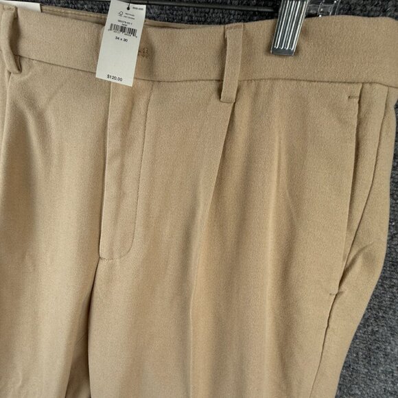 NWT Banana Republic Brushed Pleated Pant Men 34x30 Tapered Leg Relaxed Fit - Picture 3 of 16